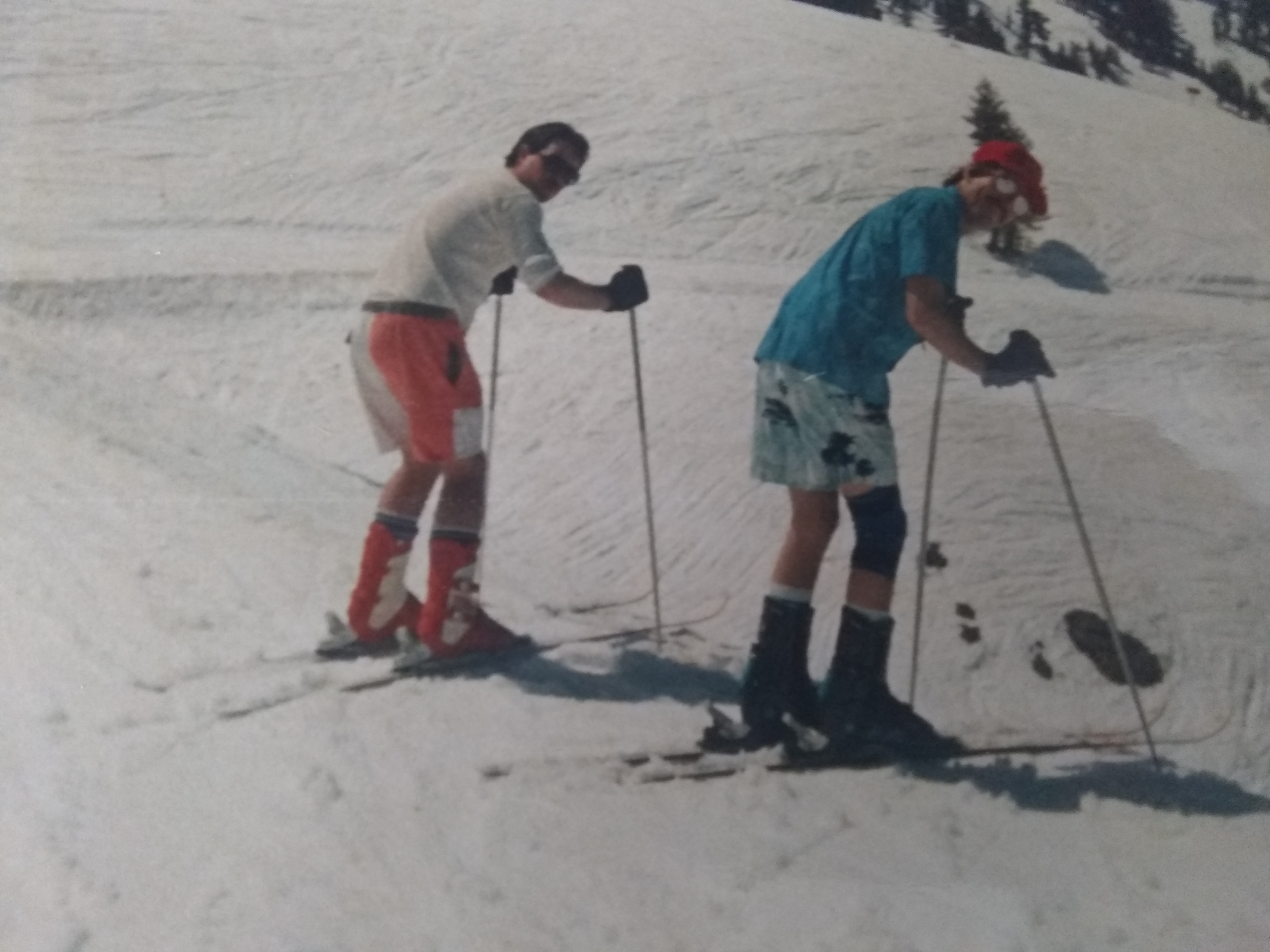 skiing in shorts